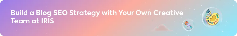 Call to action button: Optimize my Blogs Now! next to a cheerful orange character working on a laptop.