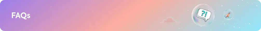 FAQs section banner with a question mark icon in a speech bubble and a mouse click icon.