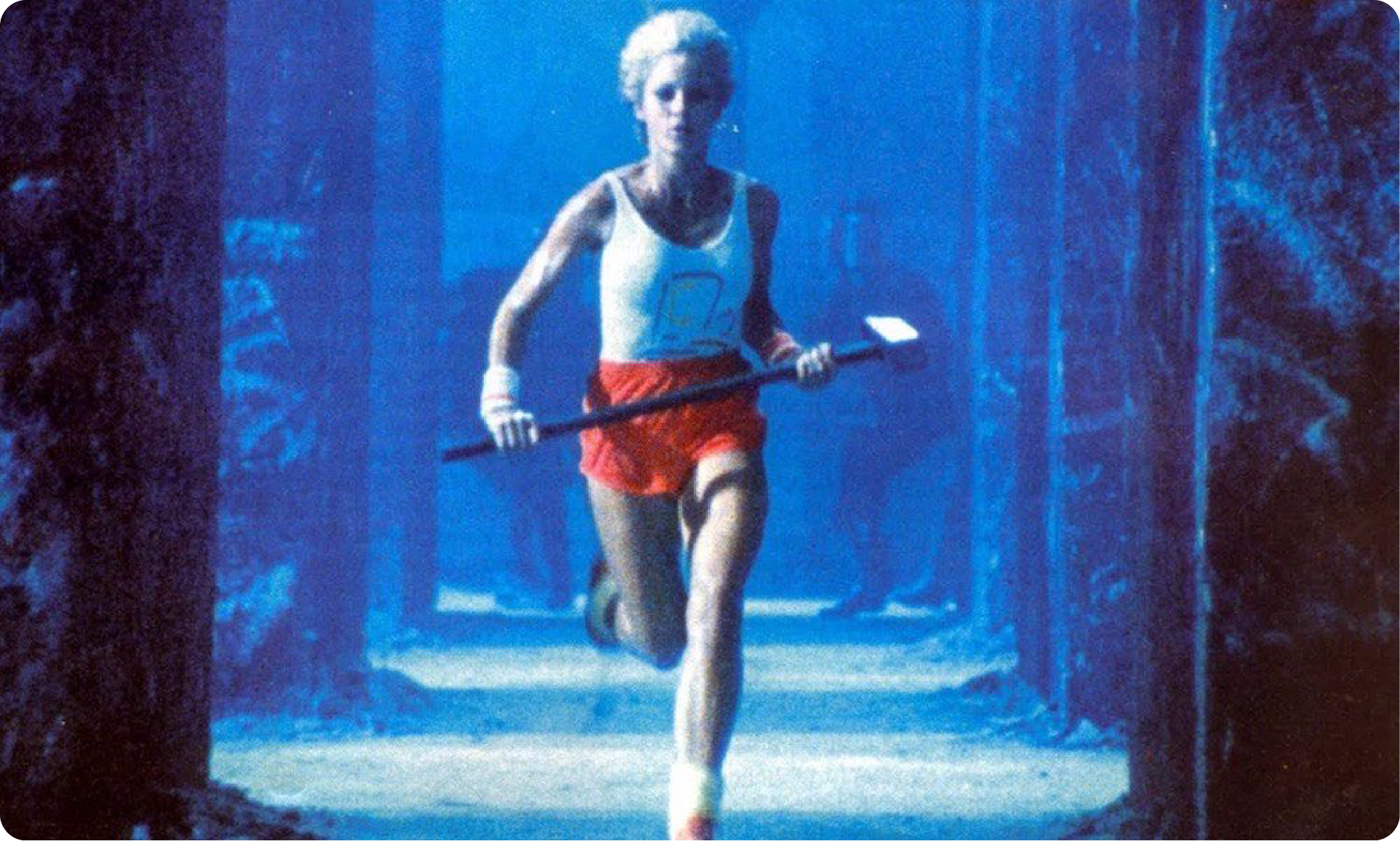 A still from the Apple 1984 ad by Chiat/Day, representing a pivotal moment in disruptive brand advertising.