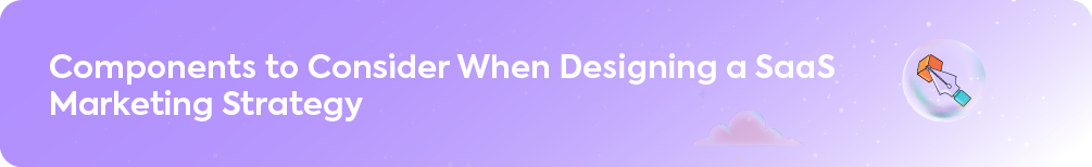 Header banner for SaaS marketing strategy components featuring a graphic design pen icon.