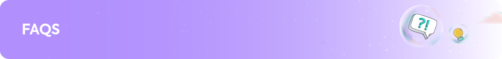 Frequently Asked Questions (FAQs) banner with lightbulb and question bubble icons.