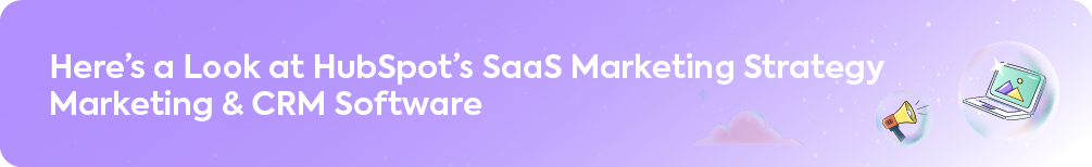 HubSpot SaaS marketing strategy banner for CRM and marketing software with digital icons.
