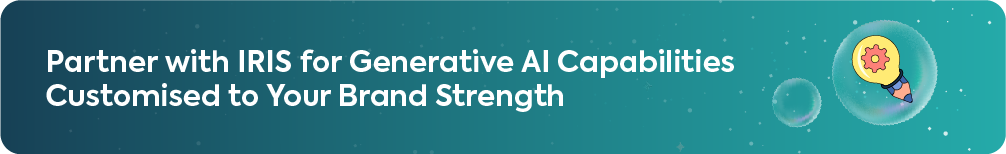 Banner for IRIS Generative AI partnership highlighting customized brand-specific AI capabilities for SaaS companies.