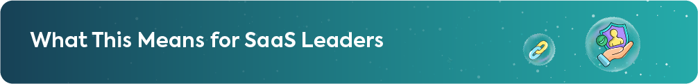 Header titled What This Means for SaaS Leaders with icons representing secure data and interconnected links.