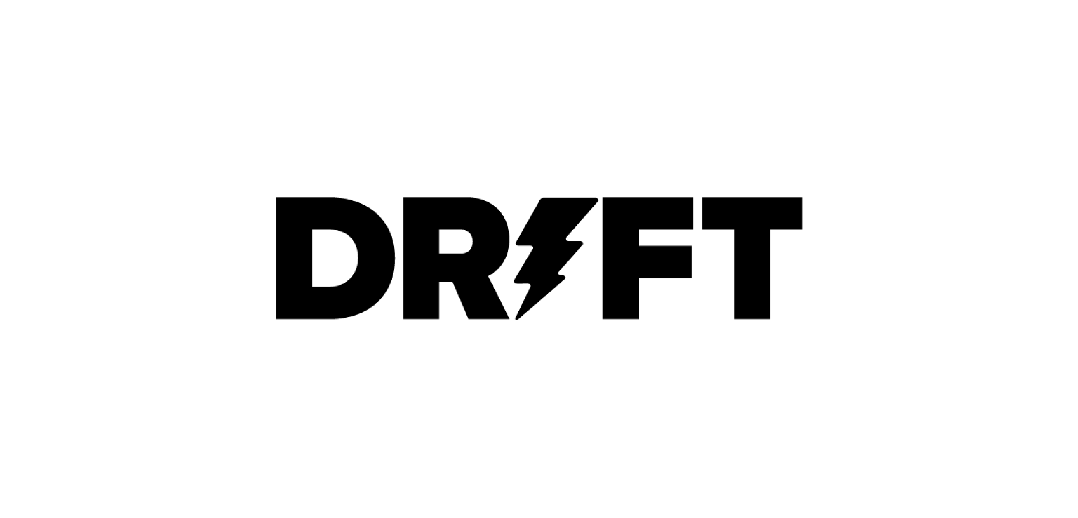 Official logo for Drift featuring bold black typography with a lightning bolt symbol integrated into the letter 'I'.