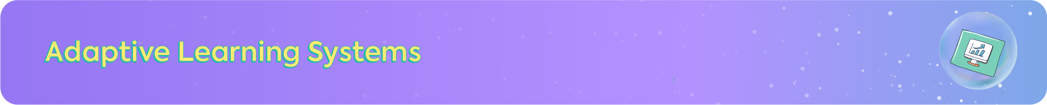 Purple banner for Adaptive Learning Systems showcasing a computer monitor icon with a rising growth chart.