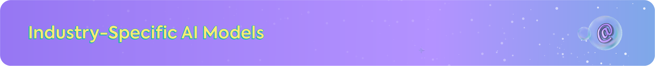 Industry-Specific AI Models" header for vertical SaaS content, featuring a purple 'at' symbol icon.